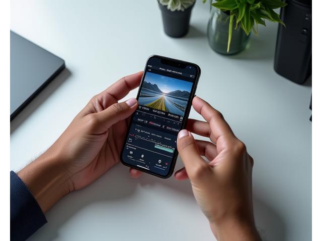 Mains utilisant un smartphone pour éditer une vidéo, évoquant des techniques professionnelles accessibles.