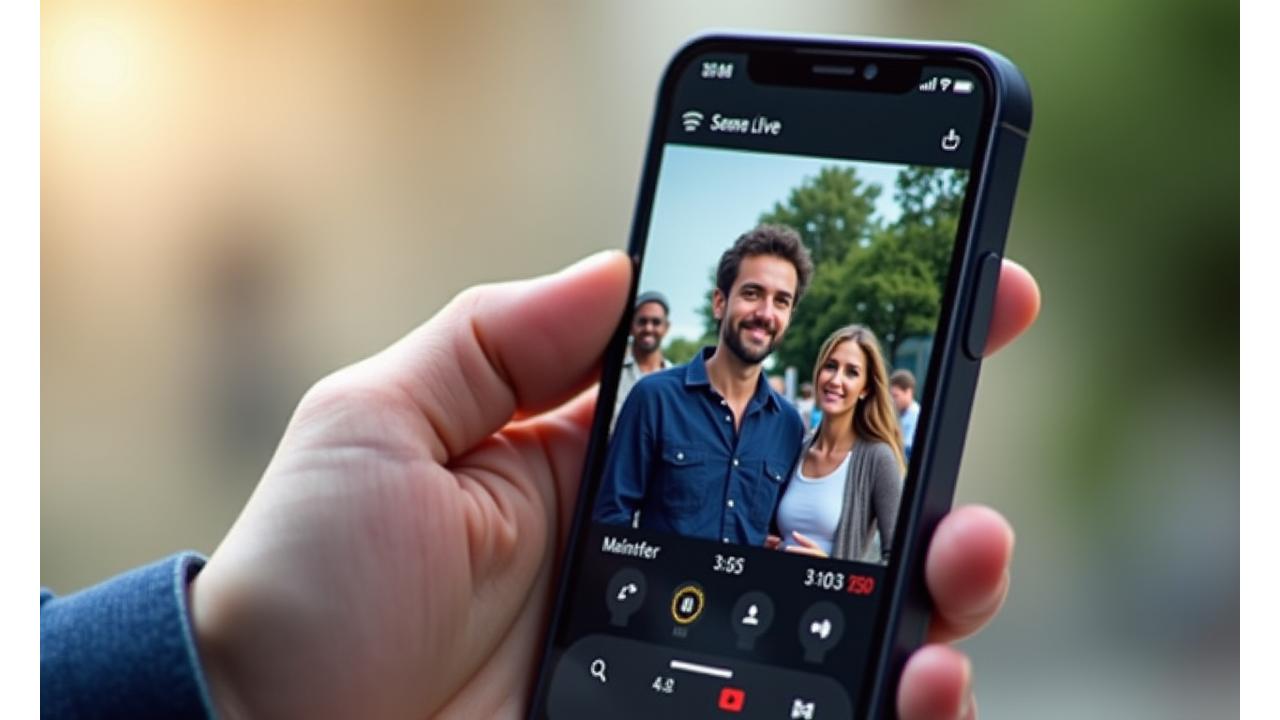 Écran de smartphone affichant une diffusion en direct d'un événement, avec des commentaires en temps réel.