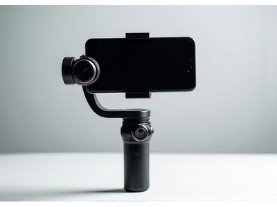 Stabilisateur gimbal pour smartphone, assurant des images fluides.