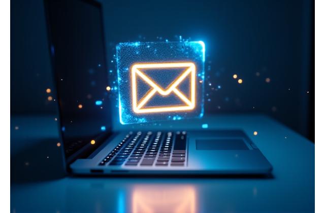 Enveloppe ouverte avec un email sortant, représentant l'envoi de messages