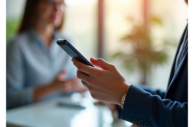 Personne décrochant un téléphone, symbolisant la communication téléphonique facile