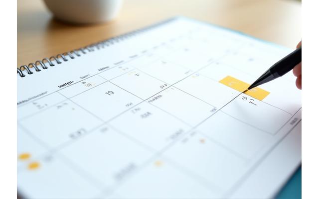 Calendrier ouvert sur un mois, symbolisant la planification et la flexibilité