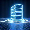 Une icône de base de données avec des flux de données, représentant l'accès à de grandes quantités d'informations.