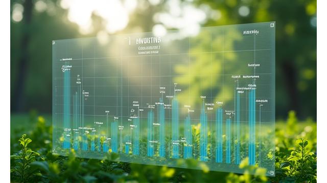 Graphiques de données sur fond de forêt ou de panneau solaire, représentant les enquêtes environnementales.