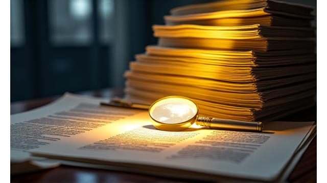 Pile de documents et loupe avec le mot 'Panama Papers', symbolisant une enquête transnationale.